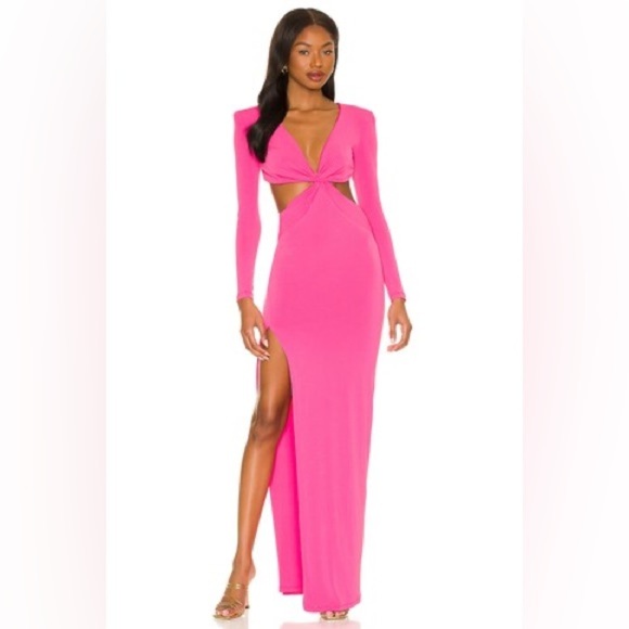 NWT Nookie Jewel Gown in Neon Pink Cut Out Backless Dress - Picture 1 of 8